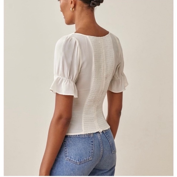 New Reformation Delevan Top in Gossamer Cream Size 6 - Picture 5 of 12